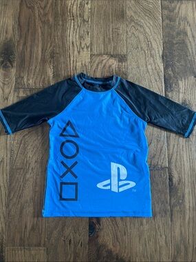 Sony Blue and Black PlayStation Logo Swim Shirt